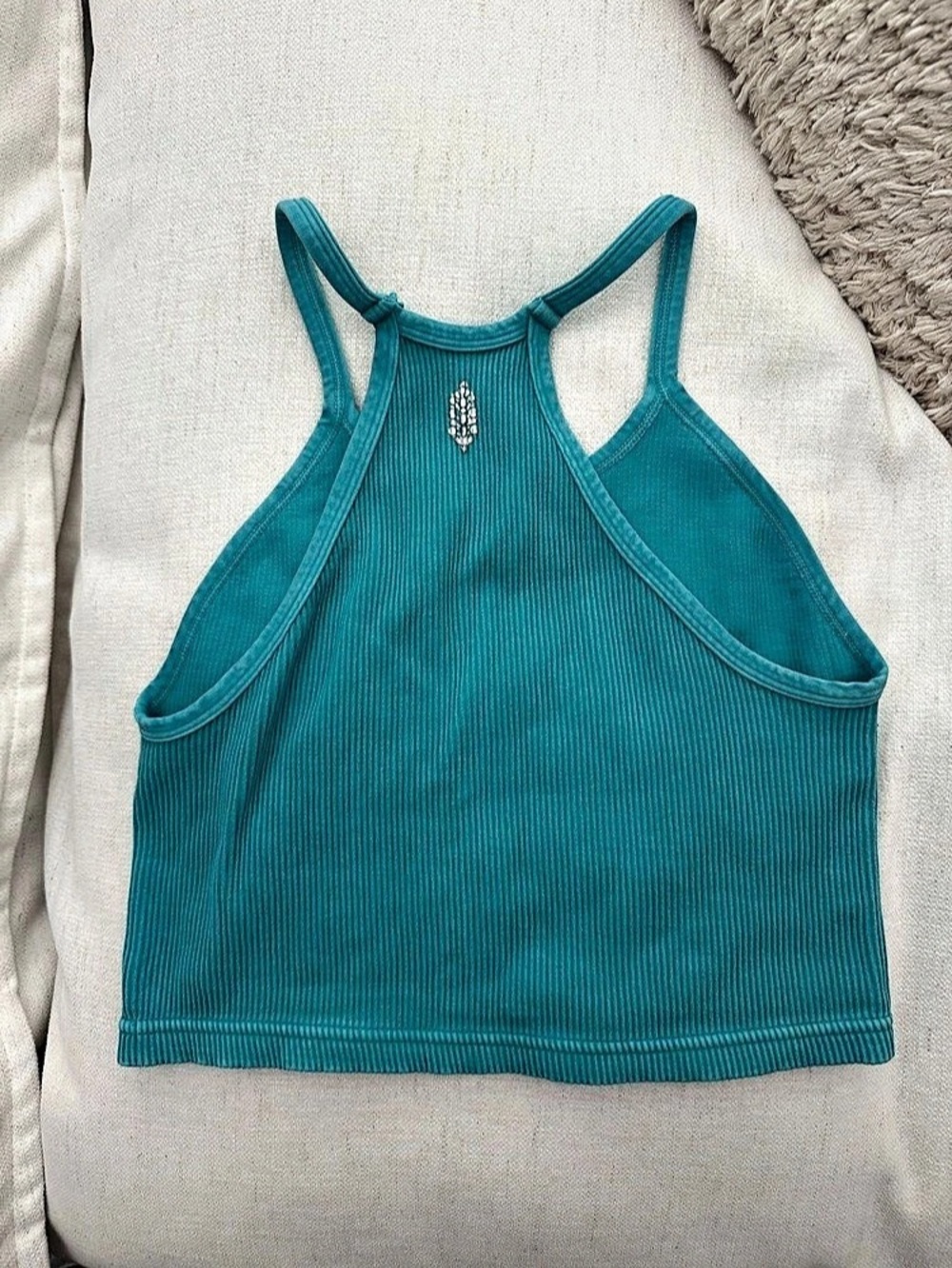 Free People FP Movement Ribbed Racerback Tank turquoise. Size M/L - Picture 2 of 2
